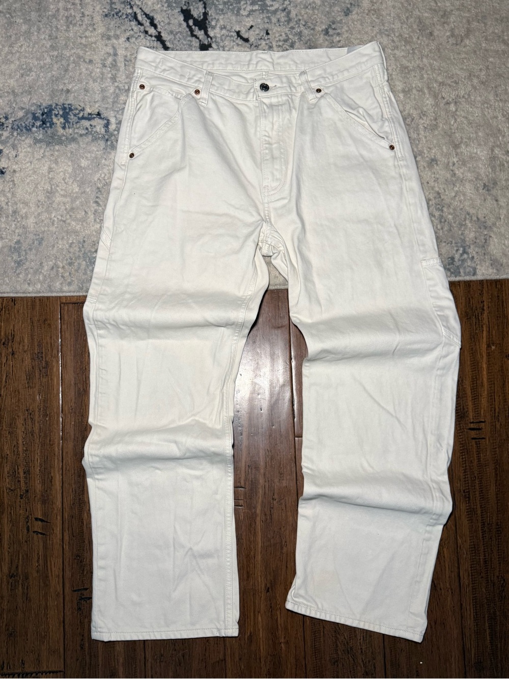 Calvin Klein Wide Leg Carpenter Jeans Men’s 33x32 Cream White Utility Pants